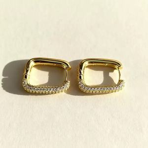 ต่างหูห่วงเพทายทองเหลืองชุบทอง18K เครื่องประดับขายดีสำหรับงานเลี้ยง - Product Image 2