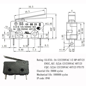 일반적으로 닫힌 마이크로 스위치 방수 마이크로 스위치 제한 스위치 맞춤형 로커 스위치 - Product Image 3