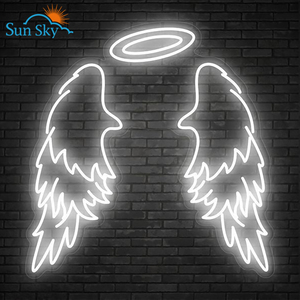 Nhanh chóng tùy chỉnh miễn phí thiết kế chất lượng cao Acrylic LED cưới ngoài trời Neon đôi cánh thiên thần - Product Image 5
