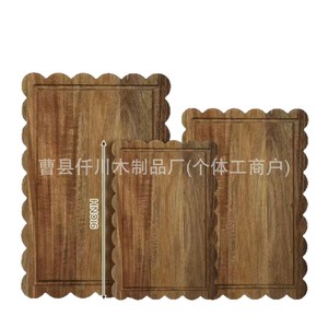 Acacia Wood Wavy Edge Cutting Board Set 38cm Anti-Slip <b>Kitchen</b> Chopping Block <b>For</b> Food Prep - Product Image 2
