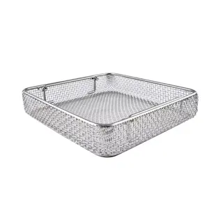 Customization 5x5 Mesh Heat Resistant Sterilization Hastelloy Inconel Stainless Steel Wire Mesh Bread Basket For Shopping Carts