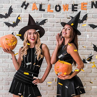 Chapeau d'Halloween Chapeau de sorcière en gros Décoration suspendue Chapeau haut de forme flottant avec ensemble de corde pour adultes et enfants