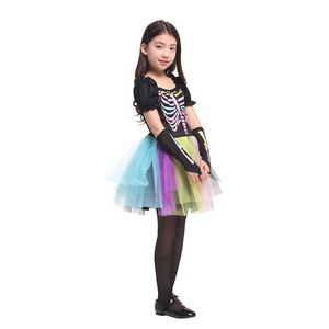 Costume de sorcière <span class=keywords><strong>d</strong></span>'Halloween pour enfants, <span class=keywords><strong>d</strong></span>éguisement de squelette arc-en-ciel pour filles - Product Image 6
