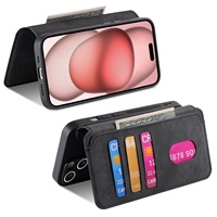 Étui portefeuille magnétique détachable en similicuir avec fente pour cartes et support pour iPhone 17 Pro Max / 16 Pro – Housse de protection