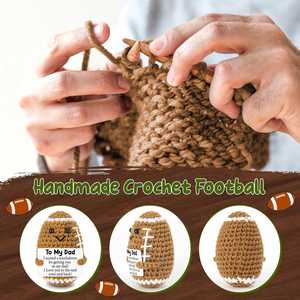 Pelota de Rugby Tejida a Crochet, Hecha a Mano, Regalo de Navidad o Cumpleaños para Papá, Divertida, Linda, Pequeña, Única, para Padres de Acuerdo - Product Image 5