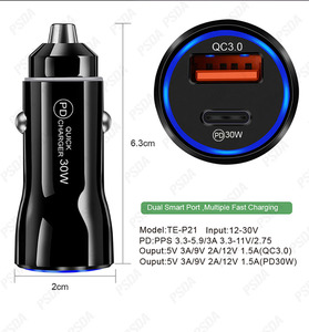ที่ชาร์จในรถอัจฉริยะ48วัตต์ PD Type C เร็วแบบคู่ USB ชาร์จเร็วไฟแช็<span class=keywords><strong>ค</strong></span>ซิการ์12โวลต์12โวลต์12โวลต์ชาร์จเร็วอัลตร้า QC โทรศัพท์<span class=keywords><strong>มือ</strong></span><span class=keywords><strong>ถือ</strong></span> - Product Image 4