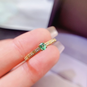 Pronto per la spedizione OEM/ODM 925 <span class=keywords><strong>argento</strong></span> Sterling placcato <span class=keywords><strong>oro</strong></span> naturale smeraldo anello per le donne anniversario - Product Image 2