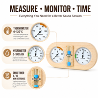 Termometer Higrometer Kayu 3 in 1 dengan Pengatur Waktu Pasir, Pengukur Suhu dan Kelembapan yang Dipasang di Dinding untuk Ruang Sauna
