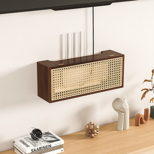 Phong <span class=keywords><strong>c</strong></span>ách <span class=keywords><strong>c</strong></span>ổ điển treo tường Wifi Router hộp lưu trữ gỗ hình chữ nhật Set-Top TV Hộp lưu trữ Kệ - Product Image 3