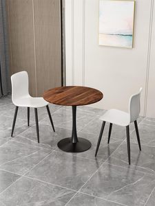 Ferme rustique marron petit Accent base en métal tulipe Table pour salle à manger Restaurant Bistro ménage Table à manger <span class=keywords><strong>ronde</strong></span> en <span class=keywords><strong>bois</strong></span> - Product Image 2