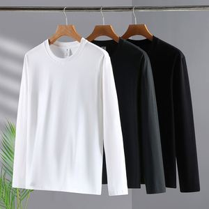 T-shirts en coton pur de haute qualité, personnalisables avec logo, coupe ample, col rond, manches longues, pour hommes, vente en gros - Product Image 1