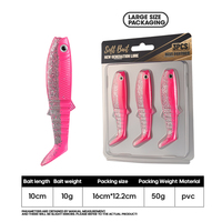 Ensemble de leurres de pêche souples en PVC, 8cm 5.2g, 10cm 10g, 12.5cm 22g, 3 pièces/boîte, queue de pagaie, leurres artificiels pour la pêche au bar, appâts de pêche à queue en T