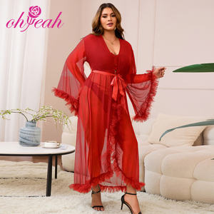 روب نسائي طويل منفوش ورومانسي بتصميم مكشكش، لانجيري مثير، قميص نوم جذاب، ملابس نوم، أرواب للعرائس - Product Image 6