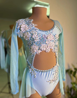 Robe de Danse Lyrique de Compétition Pole Dance Luxe Effet Scintillant Couleur Unie Personnalisable Costume de Danse Lyrique Ballet