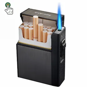 Bobina de calor reemplazable 3 en 1, caja de cigarrillos recargable por usb, automática, de metal, con encendedor electrónico USB, 20 Uds.