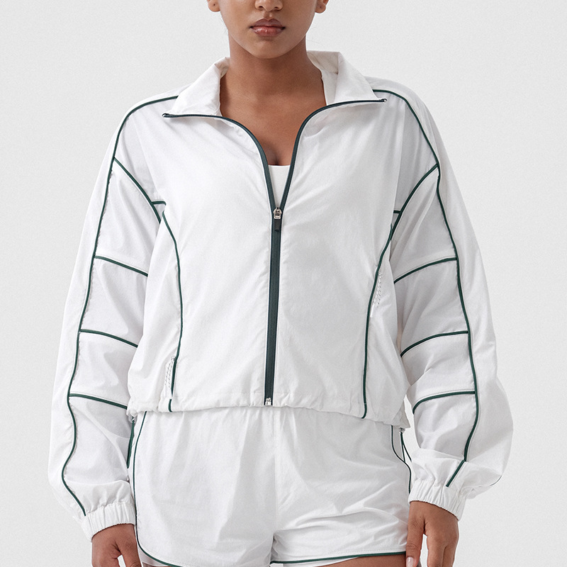 Long-Sleeve Activewear Jacket (LJ-LI-CJ01): closure, strap or waistband adjustment reference