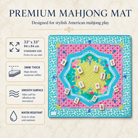 Alas Mahjong Ramah Lingkungan 3mm Neoprene Cetak Kustom Alas Meja Mahjong Amerika Tahan Air Anti Selip Lipat Portabel 84x84cm