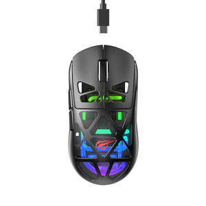 <span class=keywords><strong>Souris</strong></span> <span class=keywords><strong>sans</strong></span> <span class=keywords><strong>fil</strong></span> tri-mode Havit MS1044WB, directement de l'usine, noire, 500 mAh, RGB, rechargeable, mécanique, ajourée, pour le bureau et les jeux - Product Image 1
