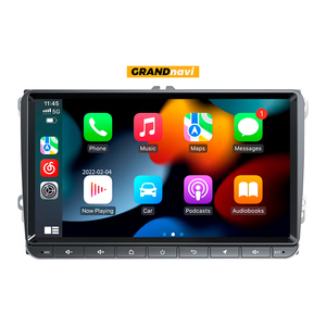 Grandnavi 2din 9 pouces Android 14 4G 64G sans fil Carplay Android Auto BT WIFI <span class=keywords><strong>GPS</strong></span> WIFI FM AM RDS écran tactile pour voiture <span class=keywords><strong>volkswagen</strong></span> - Product Image 1