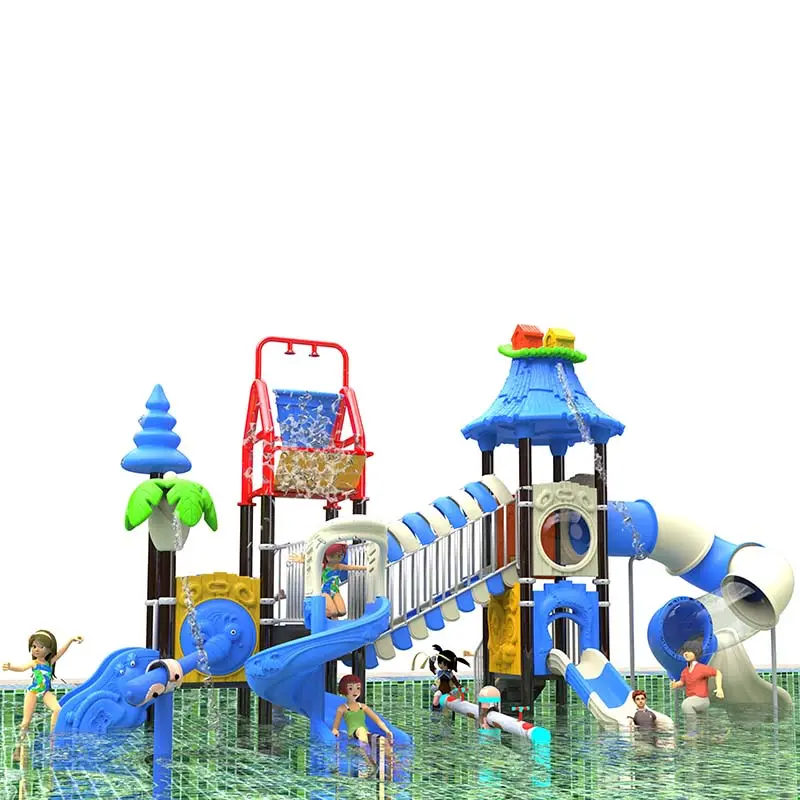 Penjualan Terbaik Waterslide Fiberglass Triple Playground Slide Tunnel Palace Playground