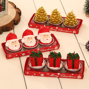 Bougie de Noël avec Père Noël, Bougie parfumée en forme de maison et de bonhomme de neige pour Noël, mariage, fête, décoration lumineuse - Product Image 3