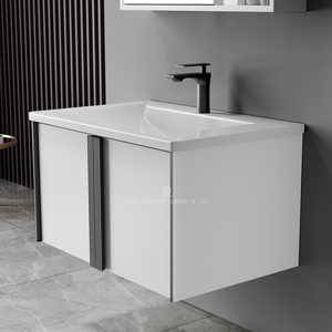 Contemporary Water Proof Wall Mounted Plywood Bathroom Vanities Wash Basin Bathroom <strong>Cabinet</strong> With Mirror - Product Image 4