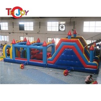 Jeu interactif gonflable extérieur de 12x3m, combos gonflables commerciaux de château plein d'entrain de glissière de videur de parcours d'obstacles à vendre