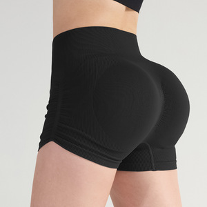 <span class=keywords><strong>Pantaloncini</strong></span> <span class=keywords><strong>sportivi</strong></span> da donna a vita alta senza cuciture a rapida asciugatura leggera con scricchiolatura traspirante per allenamenti attivi di Yoga Fitness personalizzati - Product Image 4