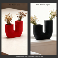 Vase en plastique réutilisable en forme de U, design moderne côtelé, incassable, écologique, pour la décoration intérieure