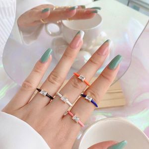 Dylam Trendy Minimalist Design S925 <b>Silver</b> 18K Gold Tiny 5A Cubic Zircon Macaron Candy Color Enamel <b>Adjustable</b> Women <b>Rings</b> - Product Image 1
