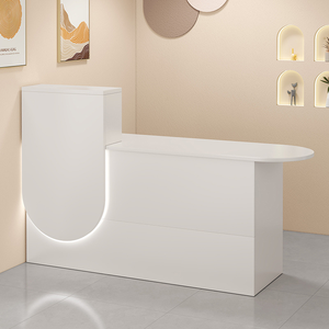 Modern Mini Small White Office Furniture Cashier Counter <b>Shop</b> Front Desk Small Beauty Reception Desk with <b>LED</b> <b>Light</b> - Product Image 4