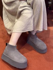 Botas de Invierno Cortas para Mujer <span class=keywords><strong>Dipu</strong></span> 2025, Forradas de Lana, con Forro de Algodón Grueso, con Plataforma y Suela Gruesa para Aumentar la Altura - Product Image 3