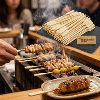 ECO BAMBOO – Nouveaux pics à brochettes en bambou de haute qualité pour barbecue, style long manche, pour camping et extérieur, ensemble d'outils de barbecue