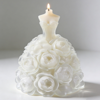 Cetakan Lilin Silikon Gaun Pengantin Bunga Mawar 3D, Cetakan Resin Sabun Gaun Putri untuk DIY Hadiah Pernikahan Buatan Tangan Dekorasi Rumah