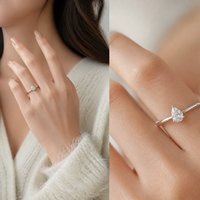 Bague de mariage tendance pour femme en or massif 14 carats avec halo caché, diamant de laboratoire taillé en poire Better Star de 1 à 3 carats, percé au laser, certifié IGI