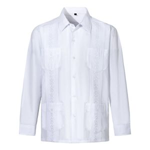 Ingrosso colletto di alta qualità personalizzato taglie forti <span class=keywords><strong>lino</strong></span> 100% quattro tasche Guayabera stile <span class=keywords><strong>camicia</strong></span> a <span class=keywords><strong>maniche</strong></span> <span class=keywords><strong>corte</strong></span> per gli uomini - Product Image 3