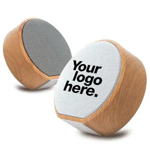 Custom Logo Portable Wood Grain Mini Wireless Speaker,Built-in Mic, HD Hand Free Call/Voice Prompt/U Disk/TF Card/AUX