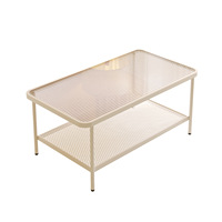 Table d'appoint compacte en verre trempé pour salon, nouveau modèle – Table basse portable avec rangement pour balcon