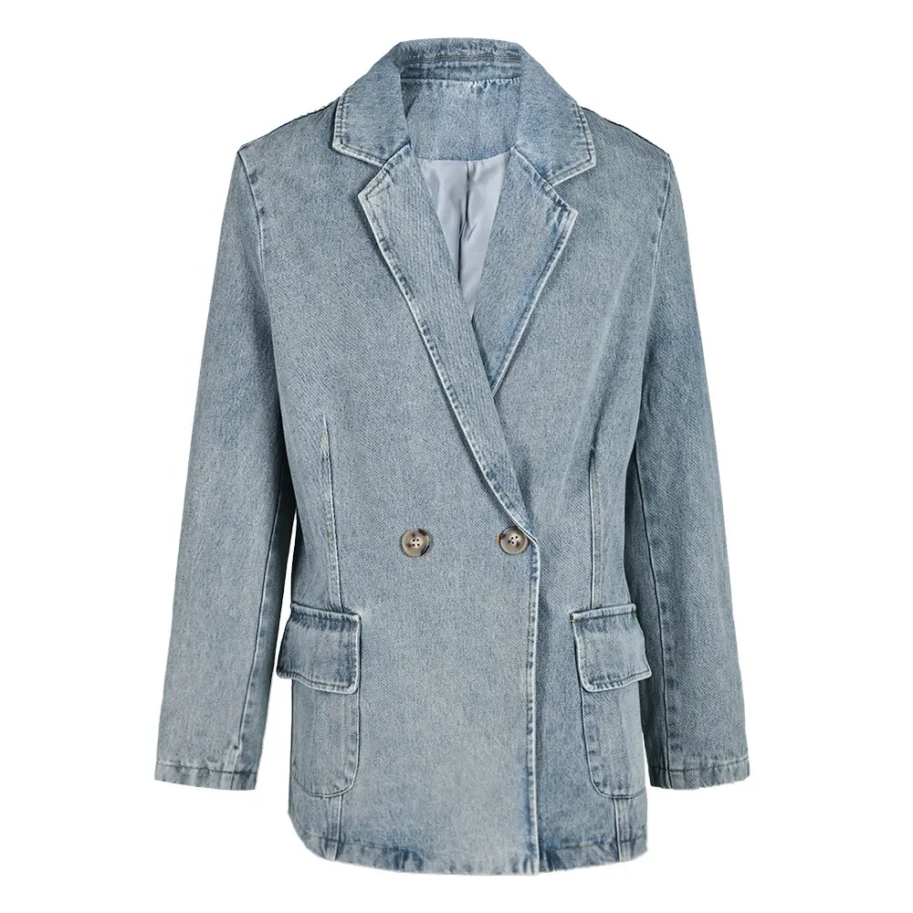 OULAIYADI 트렌드 여성용 홍콩 스타일 데님 재킷 가을 새로운 디자인 캐주얼 복고풍 다목적 정장 재킷