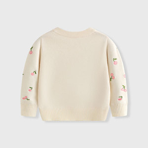 Cardigan en tricot pour filles, idéal pour l'hiver, avec décorations cerises, manteau chaud en coton pour bébés et tout-petits, vente en gros - Product Image 3