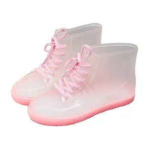 透明透明果冻时尚防滑防水鞋子pvc女性雨靴