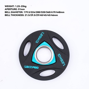 Spor ekipmanları vücut geliştirme dayanıklı 1.25-25kg dökme demir TPU poliüretan halter plakaları ağırlık kaldırma tampon plakaları - Product Image 3