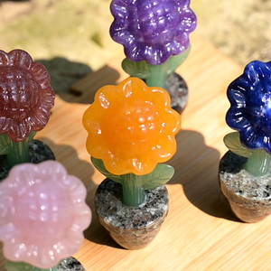 Nuevas Flores de Cristal Talladas a Mano, Piedras Naturales Curativas, Artesanías de Girasoles en Maceta para Decoración - Product Image 3
