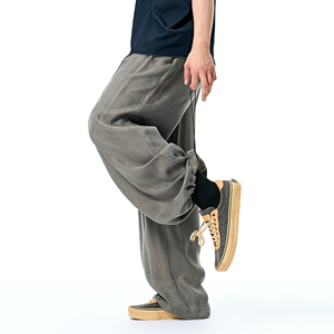 QUICKSHOW personalizado Bemberg pantalones casuales de cintura alta estilo Safari ligero y tela suave elegante pantalones de pierna ancha para hombres verano - Product Image 4
