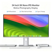 Moniteur de jeu B2B 34 pouces 5K NanoIPS avec écran miroir de conception photographique Retina, boîtier en aluminium et fréquence de rafraîchissement de 75 Hz - TYPE-C