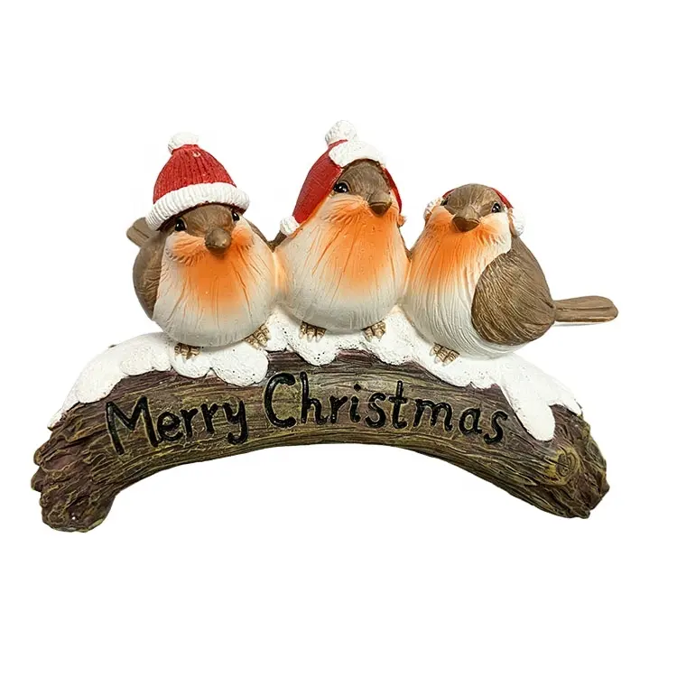 resin charms crafts toy figurine Christmas gifts bird with led light statue home decoration