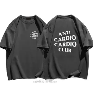 Camiseta masculina plus size anti cardio, camiseta de algodão para mulheres, camiseta com estampa de letras e academia, camiseta de verão para homens e mulheres, tamanho grande