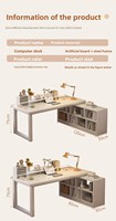 Bureau d'angle, bureau d'écriture pour étudiants, bureau d'angle pour le travail, bureau en forme de L, bureau intégré avec étagère, bureau d'ordinateur pour chambre à coucher