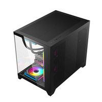 Casing komputer e-sport Gaming Desktop lintas batas menara 360 ° tampilan laut desain transparan sisi panorama stok kipas air
