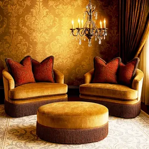 Fauteuil de salon HDC Handcraft Fringe, fauteuil design du milieu du siècle, fauteuil d'appoint incurvé avec franges, mobilier pour salon, bar, club, hôtel - Product Image 6